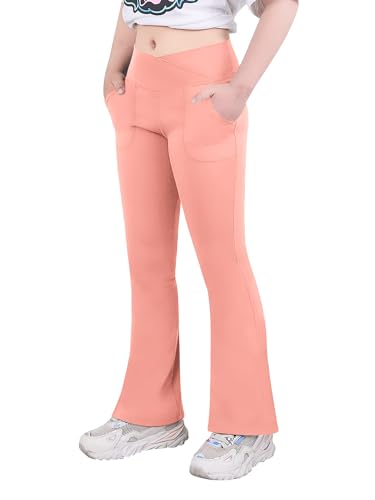 Amazon.com: viehunt Girls High Waisted Flare Leggings Crossover